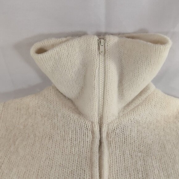 Brown Bison Dog Sled Igloos Pure New Wool Zip Sweater Collar Knit S Small Cream - Picture 12 of 13